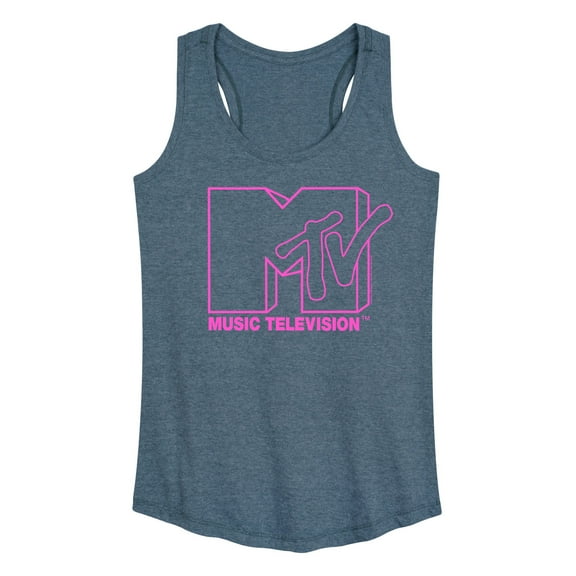 MTV - Fluorescent Pink MTV Logo - Women's Racerback Tank Top