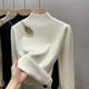 thumbnail image 2 of Suéter de cuello alto de terciopelo grueso para mujer, suéter de punto cálido con forro a la moda coreana, jersey ajustado de invierno, jersey de punto, 2 of 4