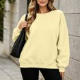 thumbnail image 4 of Women's Fashion Oversized Plain Sweatshirt Soft Fleece Lined Crew Neck Long Sleeve Loose Pullover Casual Fall Winter Daily Outfits Yellow, 4 of 8