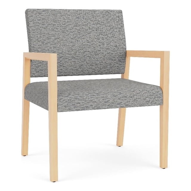 Pemberly Row Waiting Reception Wide Guest Chair Wood Frame in Gray