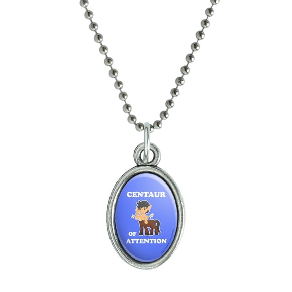 Centaur Center of Attention Funny Humor Antiqued Oval Charm Pendant with Chain