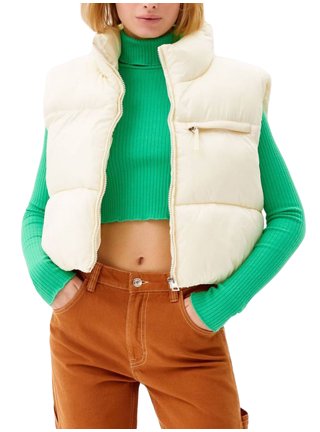 Women's Winter Warm Crop Vest Zipper Up Lightweight Sleeveless