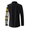 thumbnail image 3 of USNSM Men's Shirt Urban Stylish Patchwork Plaid Slim Fit Tops Lapel Button up Long Sleeve Shirt with Chest Pocket Yellow 2XL, 3 of 8
