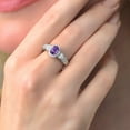 thumbnail image 3 of Gem Stone King 1.18 Cttw Purple Amethyst Engagement Ring for Women | 925 Sterling Silver | Gemstone Birthstone | Oval 7X5MM | Available in Size 5, 6, 7, 8, 9, 3 of 4