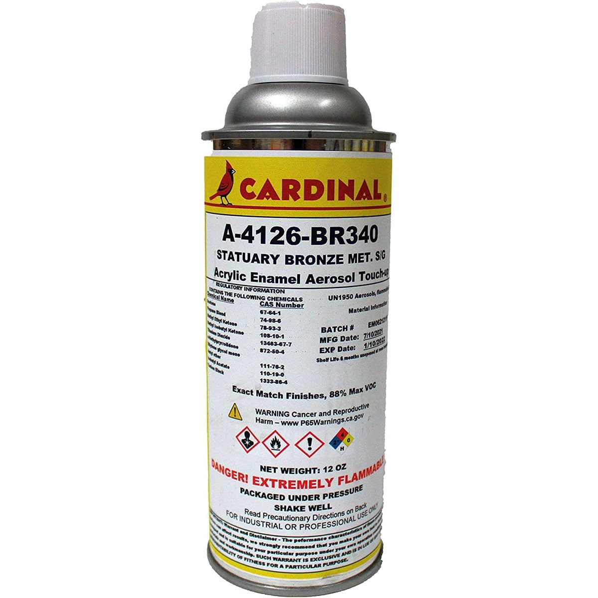 Cardinal Paint A-4126-BR340: Statuary Bronze Metallic S/G Powder Coating Touch-Up Spray Paint