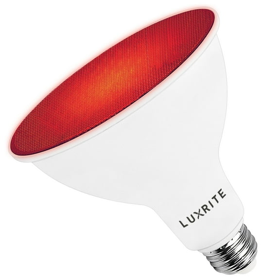 Luxrite LED PAR38 Flood Red Light Bulb, 8W=45W, Damp Rated, UL Listed, E26 Base, Indoor Outdoor, Decoration