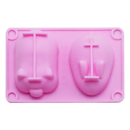

2 Ccompartments Durable Baking Soft Silicone Cute Animal Chocolate Cake DIY