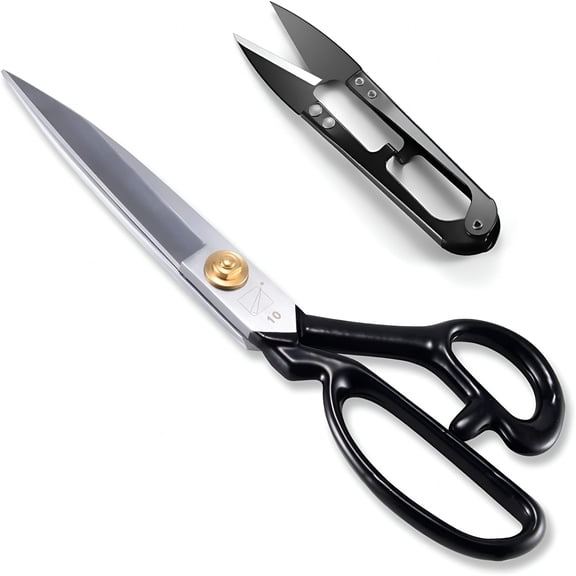 EXLEAF Left Handed Sewing Fabric Scissors,10 Inch Dressmaking Tailor'S Shears Electroplated Finishing High Carbon Steel Scissors for Crafting,Tailoring,Leather Cutting (Thread Cutter Incl) (White)