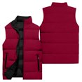 thumbnail image 4 of Women's Casual Fashion Sleeveless Vest Solid Color Cotton Jacket Deep Red XXL, 4 of 4