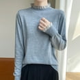 thumbnail image 7 of Fartey Fall Sweaters for Women Trendy Ruffle Mock Neck Long Sleeve Sweaters Slim Fit Ribbed Knit Sweater Soft Comfy Winter Knitted Pullover Tops Gray L, 7 of 7