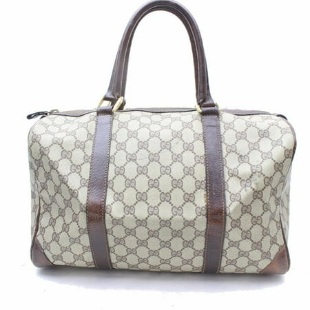 Canvas Large Boston Bag - Boston Large Supreme Gg Monogram 869147 Brown Coated Canvas Satchel PRE-OWNED