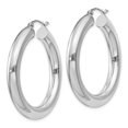 thumbnail image 2 of Sterling Silver Rhodium-plated 5mm Round Hoop Earrings, 2 of 3