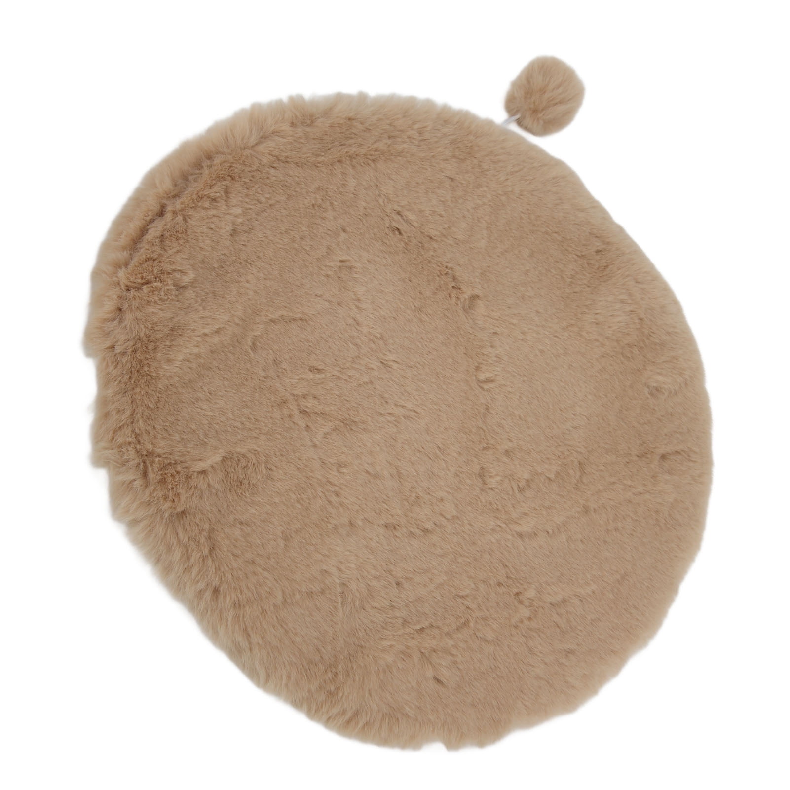 YAHHU Round Faux Rabbit Fur Pet Sleeping Mat Warm Comfy Foldable Cat Dog Bed with Small Ball for Indoor Outdoor Use L Size 17.7 inches / 45 cm Diameter Milk Tea Gray
