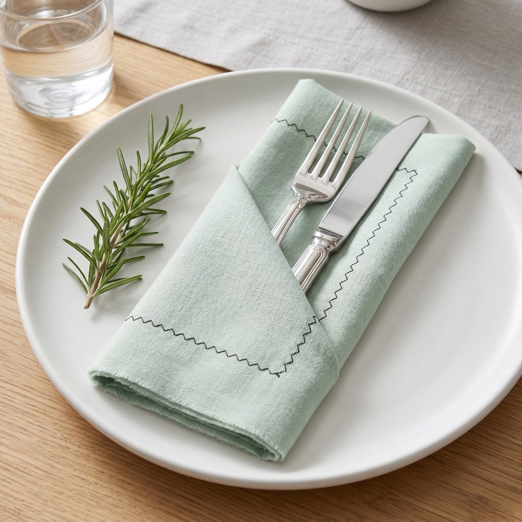Unique Bargains 12Pcs Washable Reusable Home Cloth Napkins Sage Green 18x18inch
