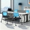 thumbnail image 2 of Upgraded Folding Office Chair Stackable Conference Room Chairs with Wheels and Padded Mesh Back Ergonomic for Reception Meeting, 2 Pack Blue, 2 of 9