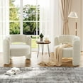 thumbnail image 1 of Fauteuil d'Appoint Moderne en Chenille, Ensemble de 2, Fauteuil de Salon Rembourré Style Mi-Siècle, Fauteuil Confortable à Accoudoirs Ronds avec Dossier Ouvert, Coin Rond, Fauteuil de Détente pour Chambre/bureau/café, Blanc, 1 of 7
