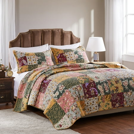 Greenland Home Fashions Antique Chic 100% Cotton Quilt and Pillow Sham Set, 3-Piece King/Cal King
