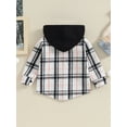 thumbnail image 4 of Bslissey Toddler Baby Boys Girls Woolen Plaid Hooded Coat Long Sleeve Button Casual Hoodies Jacket Kids Fall Winter Loose Outerwear with Pockets 6M 12M 18M 24M 3T 4T, 4 of 9