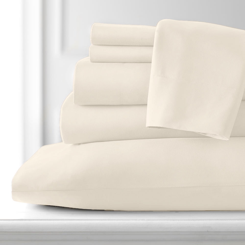 Premium Home Collection Microfiber Soft Cooling Bed Sheet Set - 6 Piece, Queen, Cream