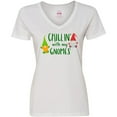 thumbnail image 3 of Inktastic Chillin' with My Gnomes Women's V-Neck T-Shirt, 3 of 5