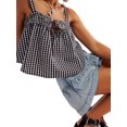 thumbnail image 2 of Women Y2k Tank Top Spaghetti Strap Peplum Camisole Sleeveless Tie Front Ruffle Hem Top Streetwear Black XL, 2 of 8