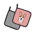 thumbnail image 2 of Checkerboard Pink Corgi Pair of Pot Holders, 2 of 3