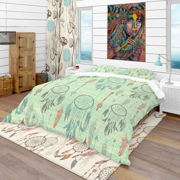 Designart 'Dream Catchers on The Tribal Background' Southwestern Duvet Cover Set