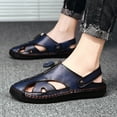 thumbnail image 5 of XDDST Blue Man Dress Sandals Summer Leather Sandals Breathable Sports Handmade Large Men's Casual Shoes Versatile Daily Beach Sandals British Foreign Trade, 5 of 6