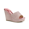 thumbnail image 1 of BLISSFUL STEP Sandales à Talons Compensés à Enfiler à Plateforme Pailletée pour Femmes Rose 9,5, 1 of 7