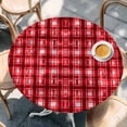 thumbnail image 2 of Red Plaid Round Tablecloth, Fitted Table Cover with Elastic for 45"-54" Round Tables, Modern Art Checkered Farmhouse Table Cloth Outdoor Indoor Dinning Party Waterproof Tablecloths, 2 of 7