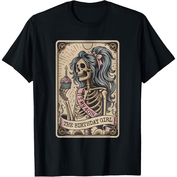 Velto It's My 40th Birthday Tarot Card, Skeleton Birthday T-Shirt All Size S-5XL