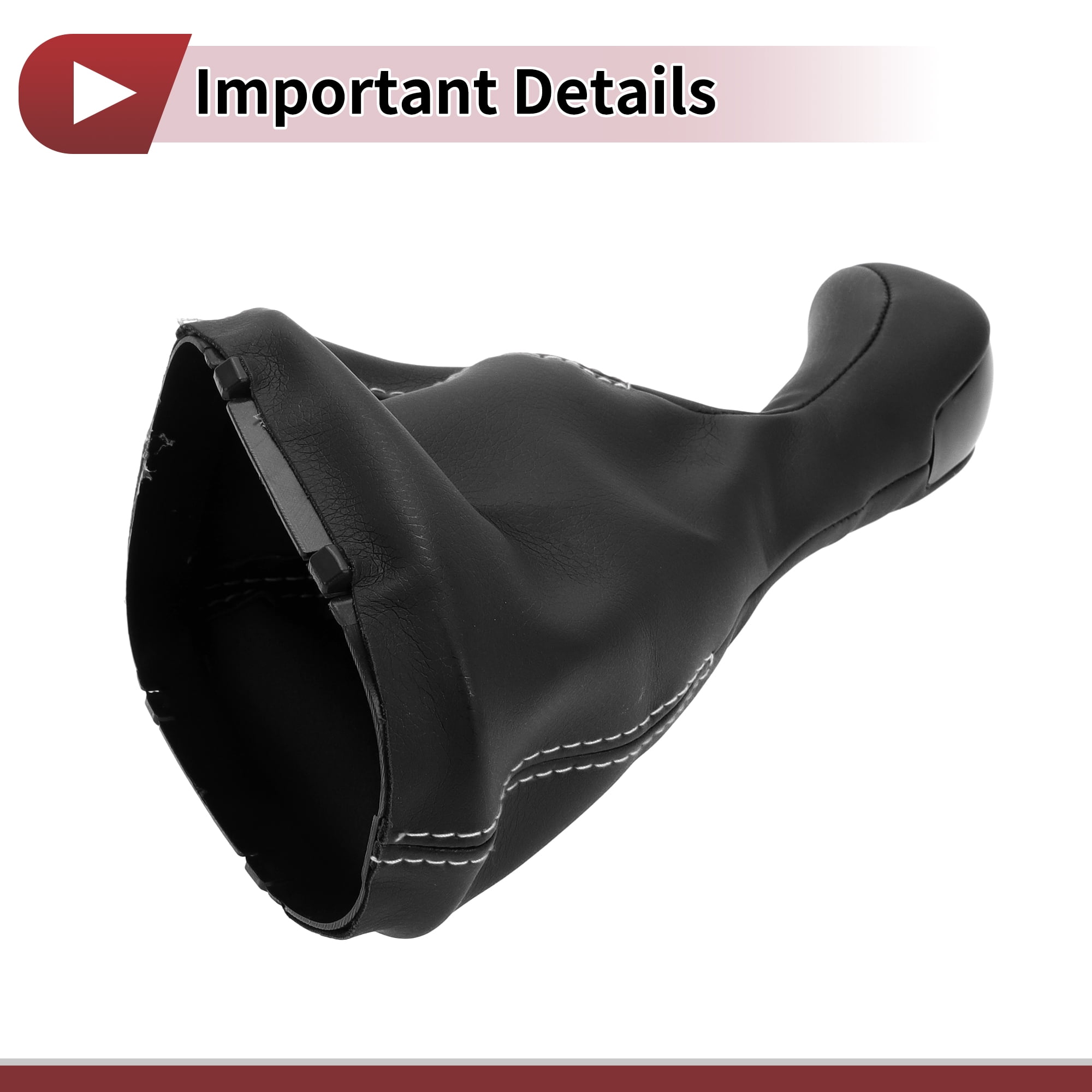 Unique Bargains 6 Speed Manual Gear Shift Knob with Cover for Mercedes-Benz W203 S203 2000-2007 Plastic Faux Leather Gearbox Stick Shifter Lever Knob Black White