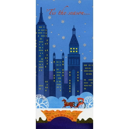 New York City Christmas Card - Designer Greetings Tis the Season: City Skyline - Package of 8 Christmas Money / Gift Card Holders