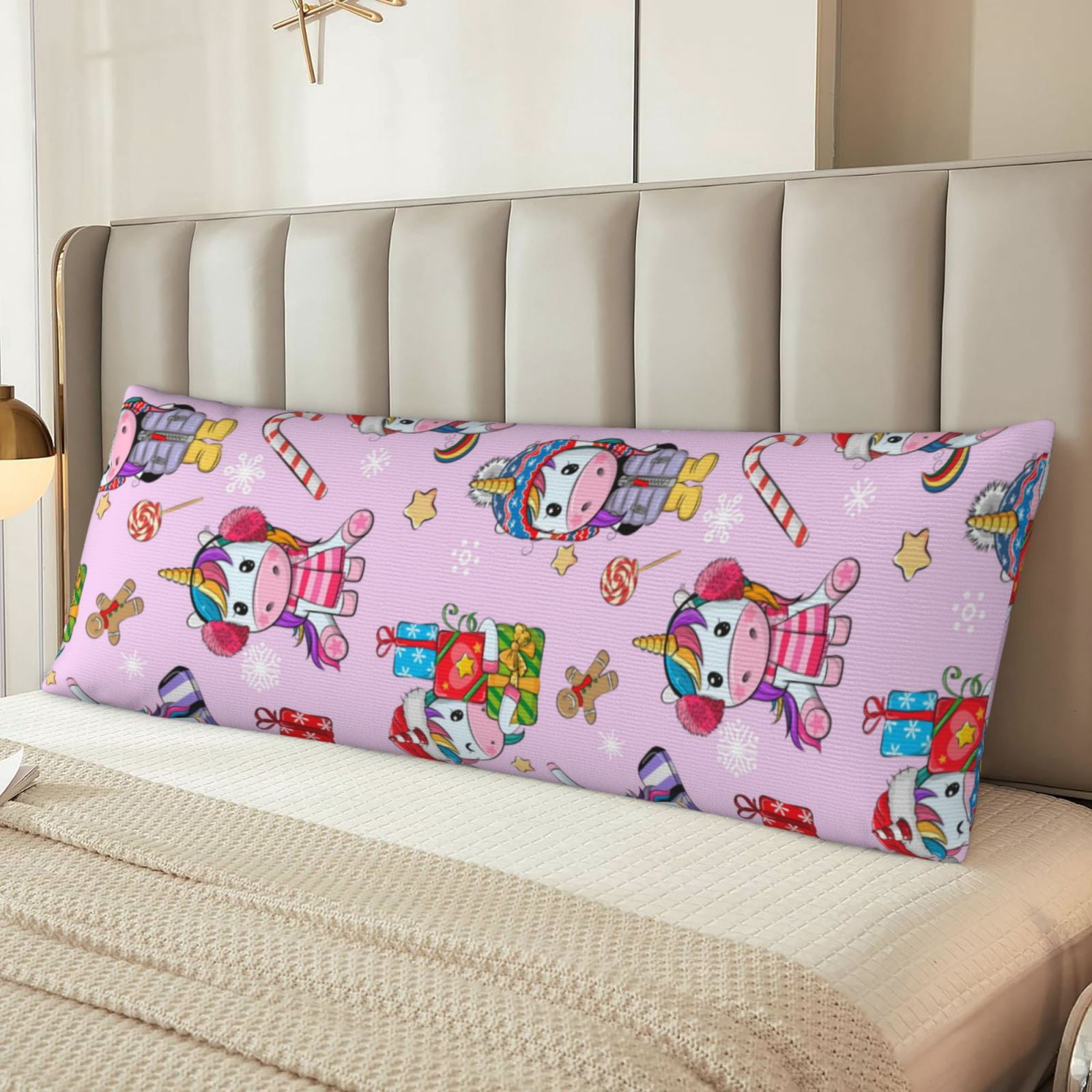 Naloa Christmas Unicorns Super Soft 20x60 Body Pillow Case,Long Side Hidden Zipper（PILLOWS ARE NOT INCLUDED）