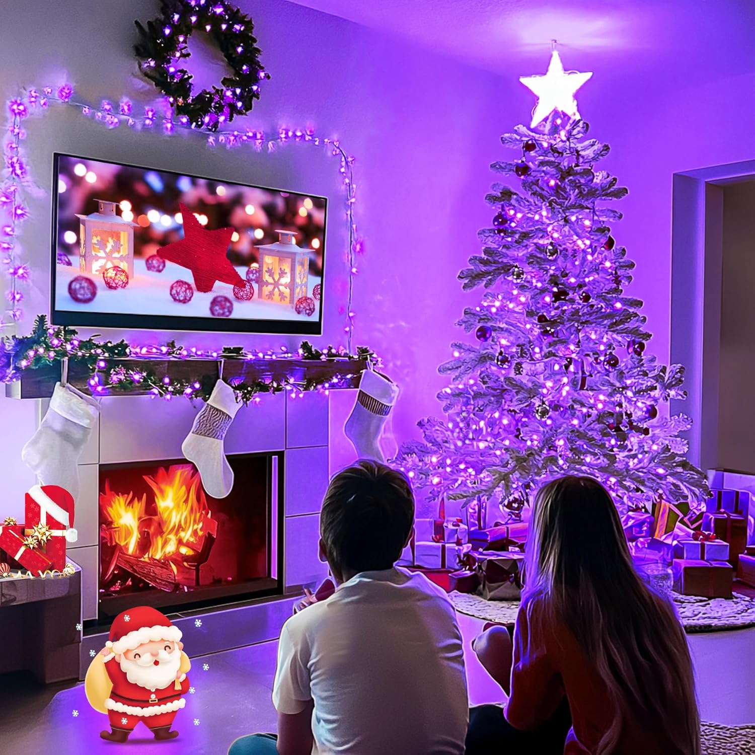 JMEXSUSS 100 LED Purple Christmas String Lights photo 3