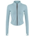 thumbnail image 4 of Dyfzdhu Jackets for Women Full Zipper Light Sportswear With Thumb Opening Walking Coat Cutting Training Yoga Blue, 4 of 5