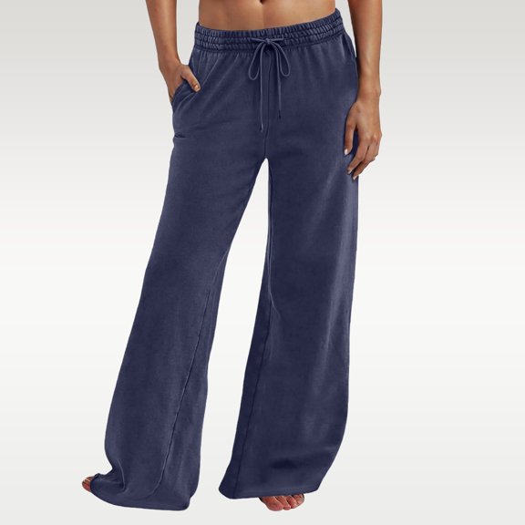 Women's Wide Leg Fleece Lined Sweatpants Winter Baggy Lounge Travel Pants Fashion Outfits Joggers Clothes