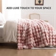thumbnail image 3 of ROSEKIND ultra-soft 680GSM Faux Fur Ribbed Throw Blanket for Sofa & Bed, Cozy Gift for Adults & Friends, 50x60in, Tie-dye Pink, 3 of 8