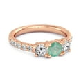 thumbnail image 2 of Three Stone Round Cut Emerald 925 Sterling Silver Rose Vermeil Engagement Women Mother's Day Gift Ring, 2 of 3