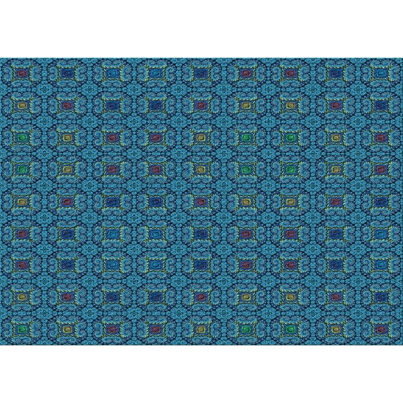Ahgly Company Indoor Rectangle Patterned Dark Turquoise Green Area Rugs, 2' x 4'