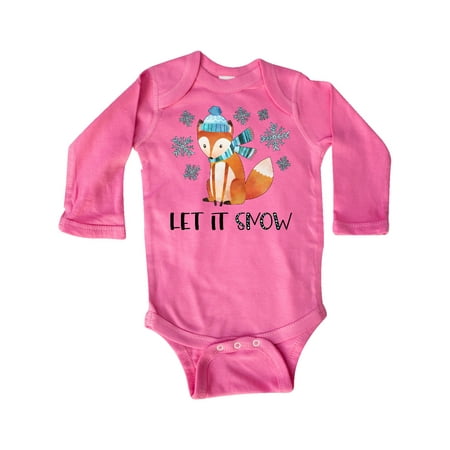 

Inktastic Let it Snow Cute Orange Fox in Hat and Scarf Gift Baby Boy or Baby Girl Long Sleeve Bodysuit