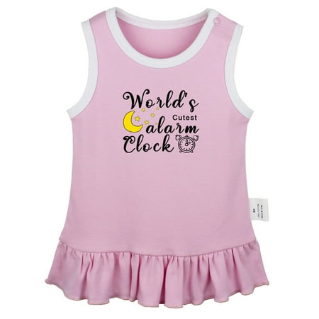 

World s Cutest Alarm Clock Funny Dresses For Baby Newborn Babies Skirts Infant Princess Dress 0-24M Kids Graphic Clothes (Pink Sleeveless Dresses 18-24 Months)