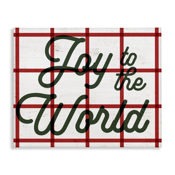 Stupell Industries French Country Joy To The World Tartan Phrase Canvas Art, 30 x 24, by Lil' Rue
