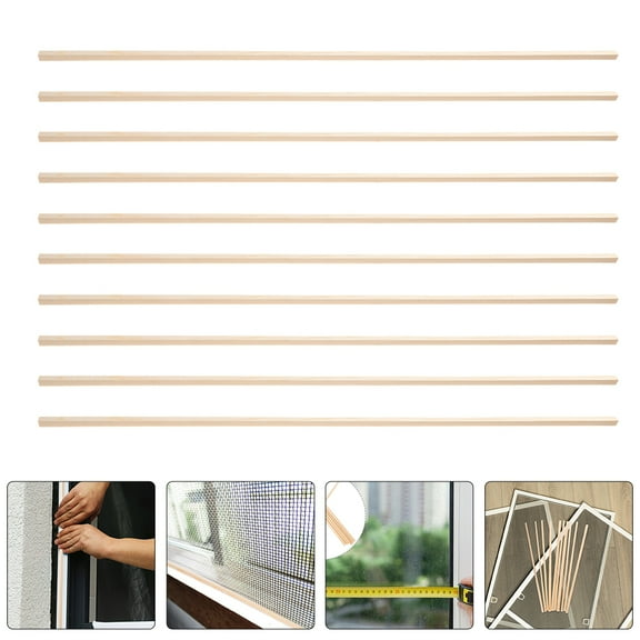 ELAYARD 12 Pcs Thin Wood Strips Beige Molding Strip For DIY Projects And Window Decoration