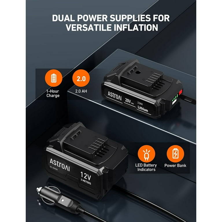 20V Cordless Dual Power 0-160 PSI Inflator/Deflator - Tool Only