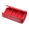 thumbnail image 1 of Estuche de viaje para reloj de cuero Caja para un reloj para hombres y mujeres, 3 ranuras, rojo, 1 of 6