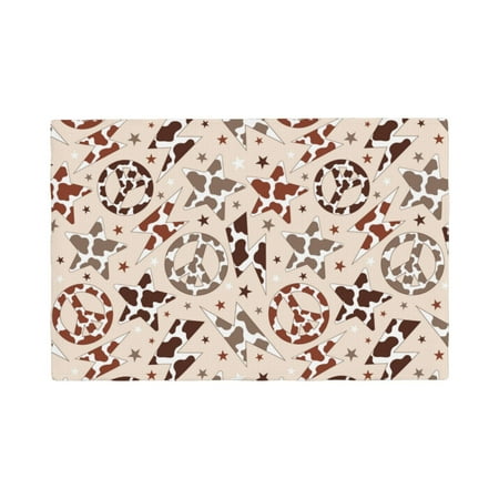 

Table Placemats Set of 6 - Cow Spots And Peace 12x18 In Faux Linen Double Heat Resistant Place Mats Cloth Indoor/Outdoor Placemats Washable Table Mats for Dining Kitchen Party