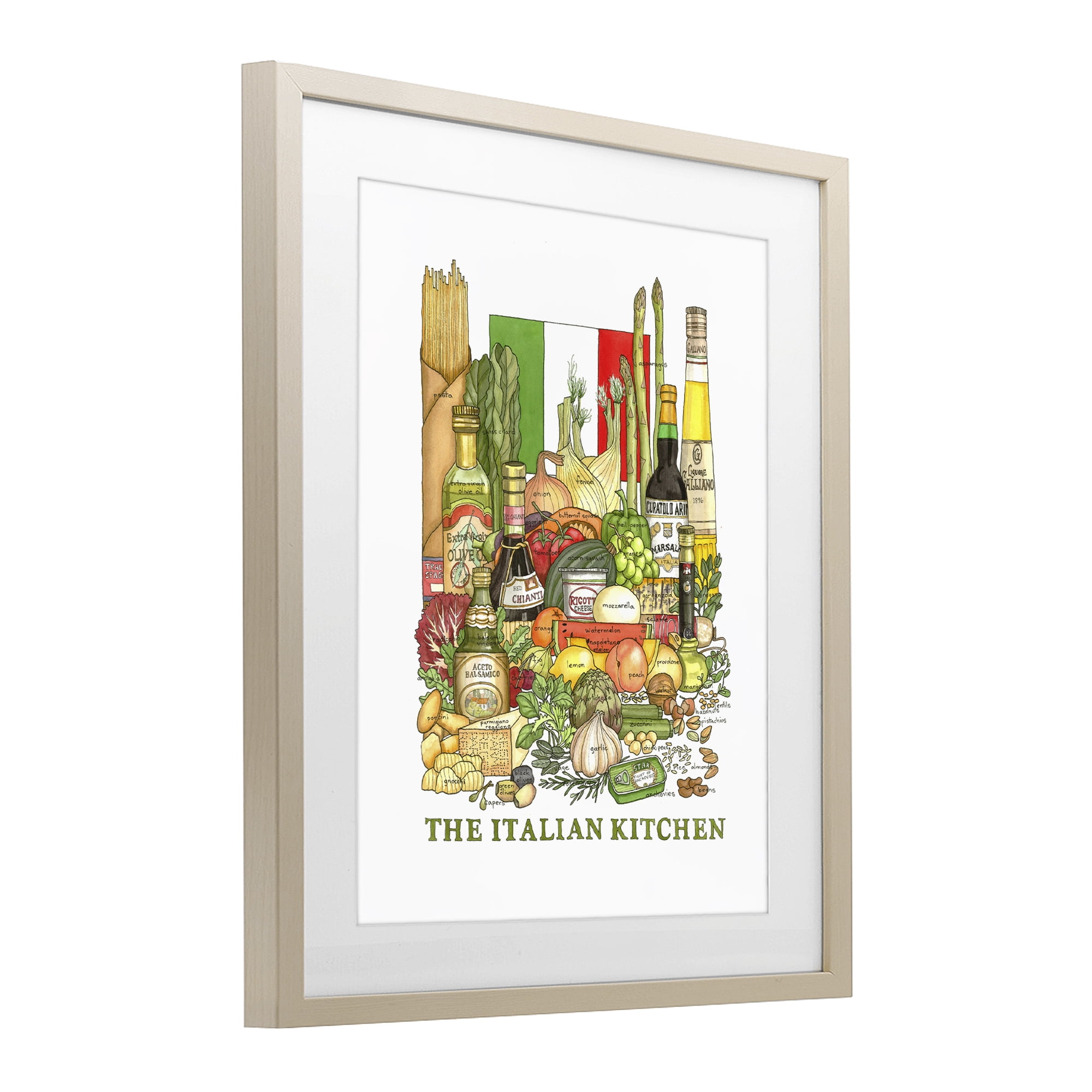 Stupell Industries Italian Kitchen and Food Birch Framed Print Under Glass, design by Nancy Overton