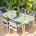 thumbnail image 2 of Spring Easter Table Cloths for 4 Foot Rectangle Tables, Green Plaid Bunny Colorful Eggs Floral Patio Waterproof Elastic Fitted Tablecloths, Washable Rectangular Table Cover for Camping, 2 of 8