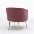 thumbnail image 5 of Modern Accent Chair, Velvet Upholstered Living Room Chairs with Golden Metal Legs, Comfy Single Armchair Vanity Chair with Curved Backrest for Bedroom, Club, Corner, Pink, 5 of 7